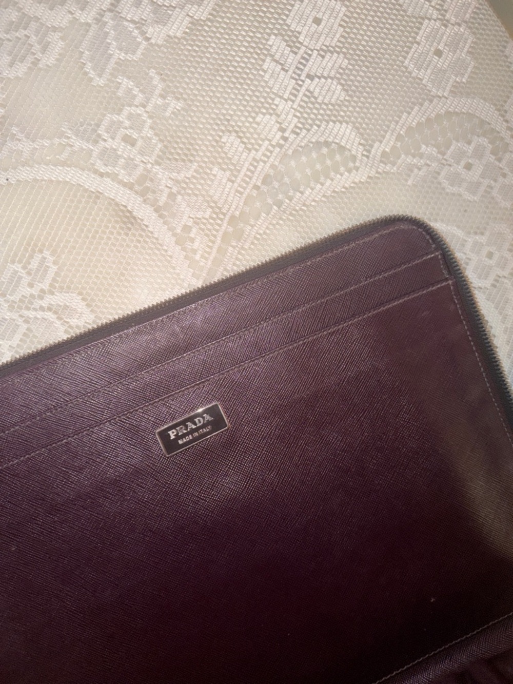 Prada Saffiano Leather Pouch - Deep Wine - Picture 4 of 5